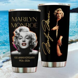 Marilyn Monroe 100th Anniversary 1926 2026 Commemorative Black & Gold Tumbler (1)