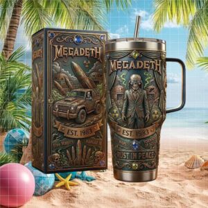 Megadeth “Rust In Peace” 1983 Anniversary Edition Vic Rattlehead 40oz Steel Tumbler