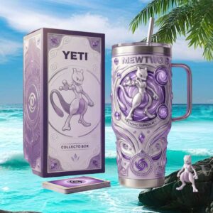 Mewtwo Psychic Supremacy Pokémon 3D Iridescent Collector Tumbler & Yeti Box