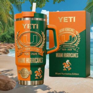 Miami Hurricanes 100th Anniversary 1926 2026 Split OrangeGreen Tumbler
