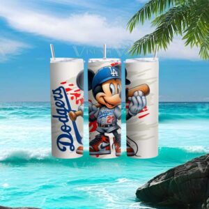 Mickey Mouse Los Angeles Dodgers Baseball Fan Art Tumbler Wrap