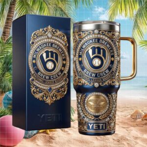 Milwaukee Brewers “Brew Crew” Gold & Jewel Custom 40oz Tumbler