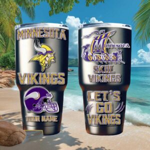 Minnesota Vikings Skol Custom Name Tumbler, Personalized NFL Vikings Football Mug (2)