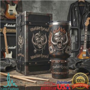 Motörhead Heavy Metal Leather & Studs 40oz Tumbler Design