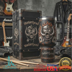 Motörhead Heavy Metal Leather & Studs 40oz Tumbler Design