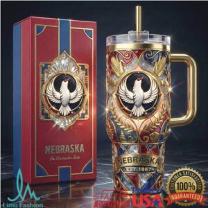 Nebraska Cornhuskers Luxury 3D Stained Glass Style Tumbler with Gift Box