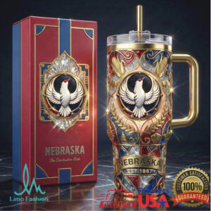 Nebraska Cornhuskers Luxury 3D Stained Glass Style Tumbler with Gift Box