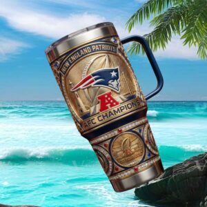 New England Patriots AFC Champions 3D Gold Custom Tumbler Do Your Job