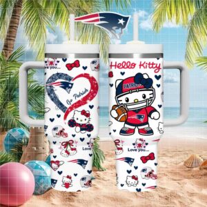 New England Patriots Hello Kitty 40oz Tumbler Cute Pats Fan Insulated Cup