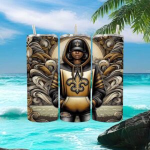 New Orleans Saints Gold & Black Floral Girl Power Tumbler Wrap