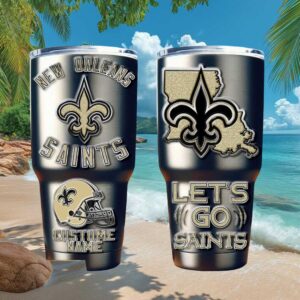 New Orleans Saints Personalized Stainless Steel Tumbler, Custom Name NFL Fan Gift