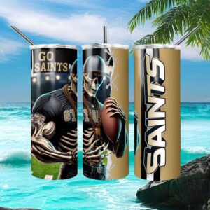 New Orleans Saints Skeleton Football Muscle Man Tumbler