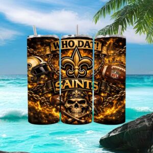 New Orleans Saints “Who Dat” Flaming Skull & Chains Edgy Fan Gear