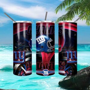 New York Giants Helmet Abstract Neon Tumbler Wrap