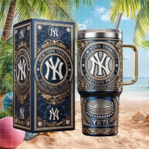 New York Yankees Luxury 3D Embossed 40oz Tumbler Pinstripe Pride Edition