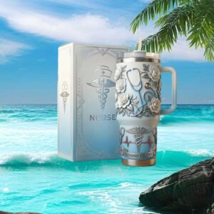 Nurse Appreciation 3D Floral Caduceus “Caring Hearts” Tumbler