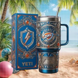 Oklahoma City Thunder NBA “Thunder Nation” Custom Embossed 40oz Tumbler
