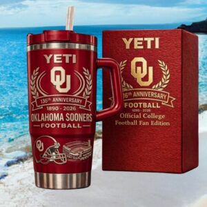 Oklahoma Sooners Football 136th Anniversary Official Fan Edition Tumbler