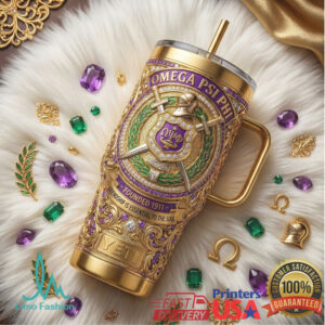 Omega Psi Phi Fraternity Inc. Gold & Purple Luxury Shield Commemorative Tumbler