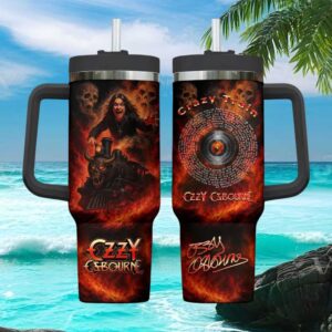 Ozzy Osbourne Crazy Train Heavy Metal 40oz Insulated Tumbler with Handle