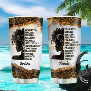 Personalized African American Queen Educated Strong Blessed Tumbler