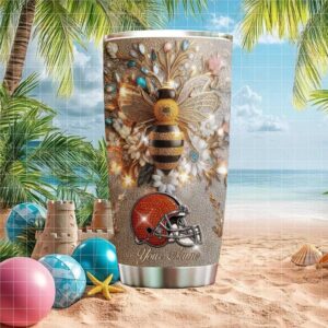 Personalized Cleveland Browns Bumblebee Tumbler Custom Name NFL Fan Gift (2)