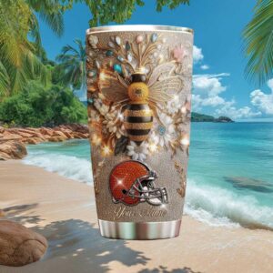 Personalized Cleveland Browns Bumblebee Tumbler Custom Name NFL Fan Gift