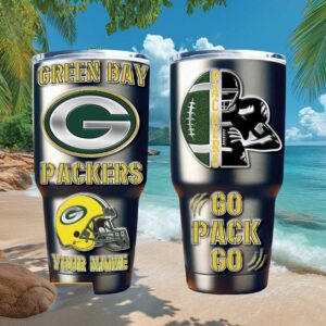 Personalized Green Bay Packers Tumbler Custom Name Go Pack Go Steel Cup