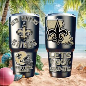 Personalized New Orleans Saints Tumbler Custom Name NFL Fleur de lis Travel Mug (3)
