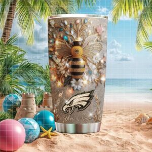 Personalized Philadelphia Eagles Jeweled Bee Tumbler Custom NFL Fan Mug