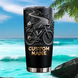 Personalized Road Cycling Mountain Scene Biker Gift Stainless Steel Tumbler