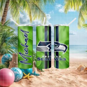Personalized Seattle Seahawks Michael Name Custom Neon Green Tumbler