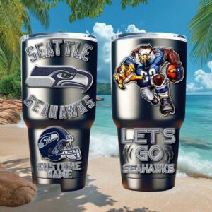 Personalized Seattle Seahawks Tumbler Custom Name NFL Seahawk Mascot Cup