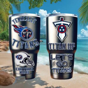 Personalized Tennessee Titans Brushed Steel Tumbler Custom Name Football Mug