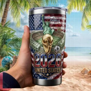 Personalized USA 2026 World Soccer Championship Statue of Liberty Tumbler