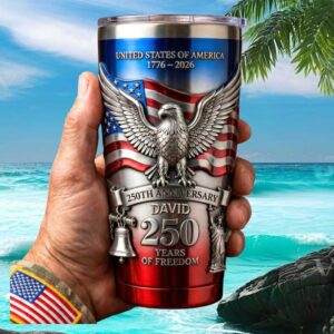 Personalized USA 250th Anniversary 1776 2026 Liberty Bell Eagle Tumbler