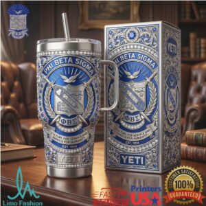 Phi Beta Sigma Fraternity Luxury 3D Silver & Royal Blue Crest Tumbler
