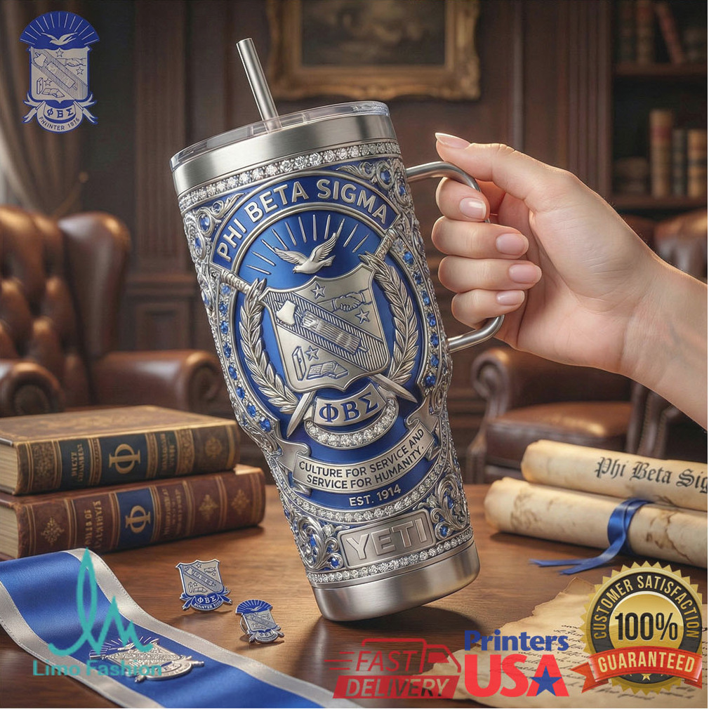 Phi Beta Sigma Fraternity Luxury 3D Silver & Royal Blue Crest Tumbler Phi Beta Sigma Fraternity Luxury 3D Silver & Royal Blue Crest Tumbler