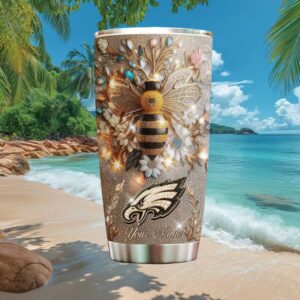 Philadelphia Eagles Custom Name Jeweled Bee Luxury Glitter Tumbler