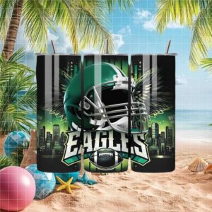 Philadelphia Eagles Winged Helmet & City Skyline Football Tumbler