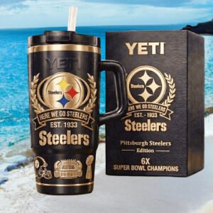 Pittsburgh Steelers 6x Super Bowl Champions Edition 40oz Yeti Style Tumbler