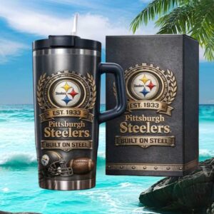Pittsburgh Steelers “Built On Steel” Est. 1933 Vintage Style 40oz Tumbler
