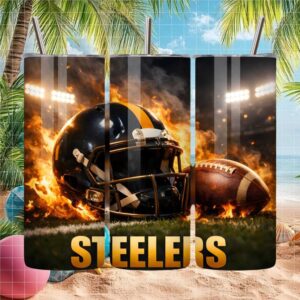 Pittsburgh Steelers Fire & Gridiron Football Tumbler Wrap Design