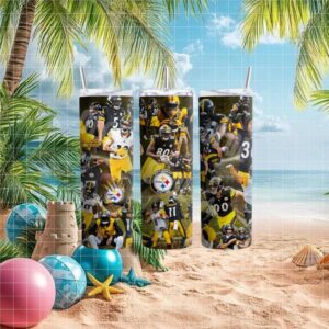 Pittsburgh Steelers Player Collage NFL Football Tumbler Wrap