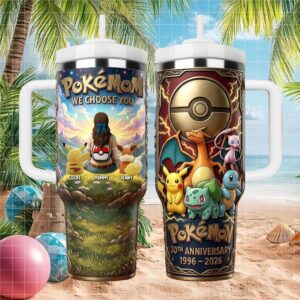 PokéMom We Choose You 30th Anniversary Personalized Kids Name Tumbler