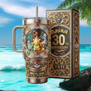 Pokémon 30th Anniversary 1996 2026 Pikachu & Friends 3D Jeweled Tumbler