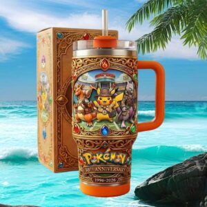 Pokémon 30th Anniversary Gold Embossed Pikachu & Charizard Deluxe Tumbler