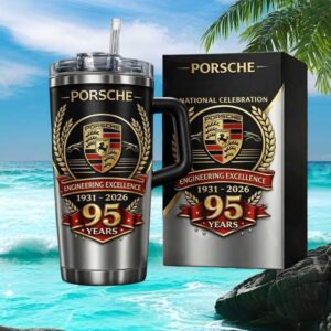 Porsche 95 Years Engineering Excellence Anniversary Silver & Black Tumbler