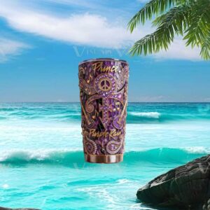Prince Purple Rain Mosaic Peace Sign Luxury Gemstone Tumbler