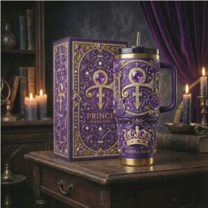 Prince Purple Rain Tribute 40oz Tumbler with Handle and Gift Box